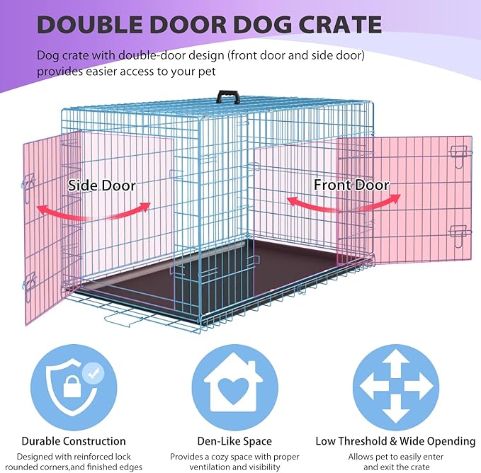 BestPet | Dog Crate | 30" | Blue | Foldable Metal Kennel - Image 3