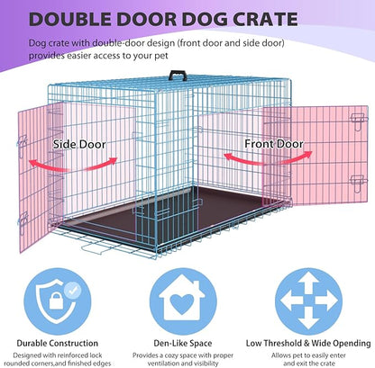 BestPet | Dog Crate | 30" | Blue | Foldable Metal Kennel - Image 3