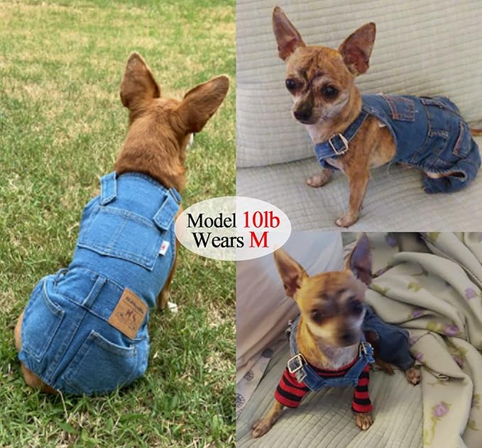 Dog Shirts Clothes Denim Overalls, Pet Jeans Onesies Apparel, Puppy Jean Jacket - Image 6