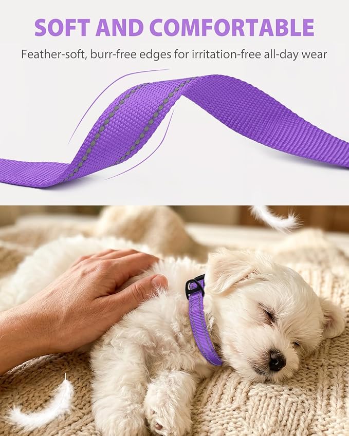 Joytale Small Dog Collar, Durable Double-Sided Reflective Nylon Collar - Image 3