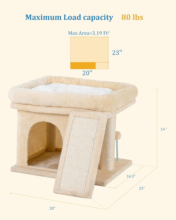 Aechonow Small Cat Tree Tower for Large Cat, Cat Bed House - Image 6
