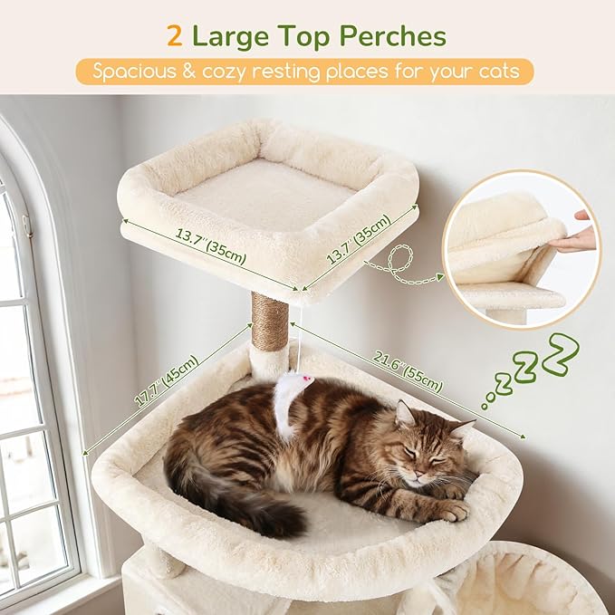 Globlazer Extra Large Cat Tree Tower, 82in Tall Heavy Duty Cat Tree - Image 2