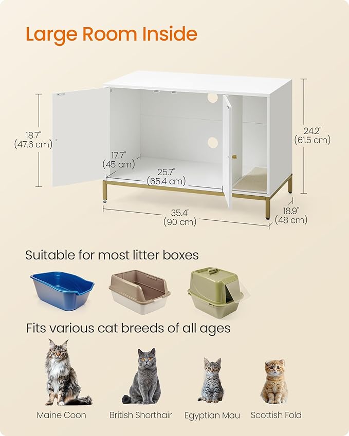 Feandrea Cat Litter Box Enclosure, Hidden Litter Box Furniture - Image 5