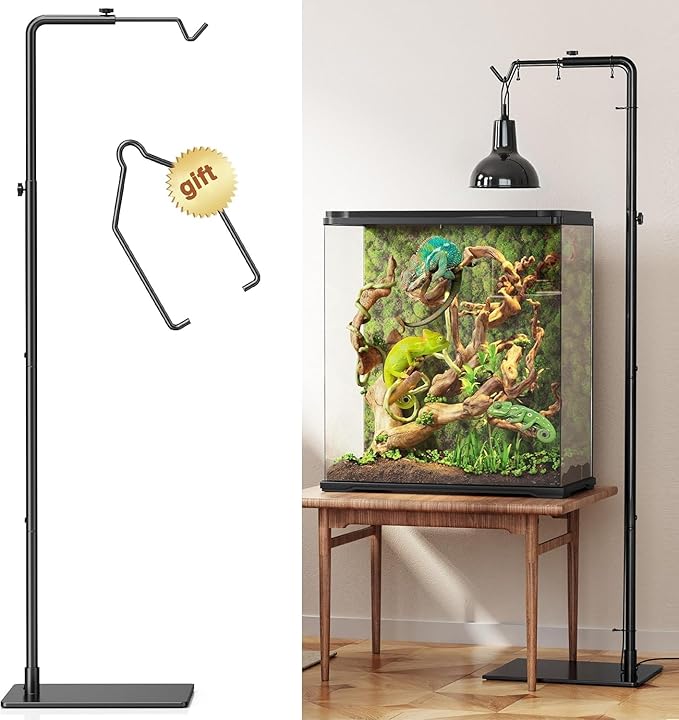Reptile Heat Lamp Stand Adjustable 21"-62" – Metal Light Holder by Josmimic
