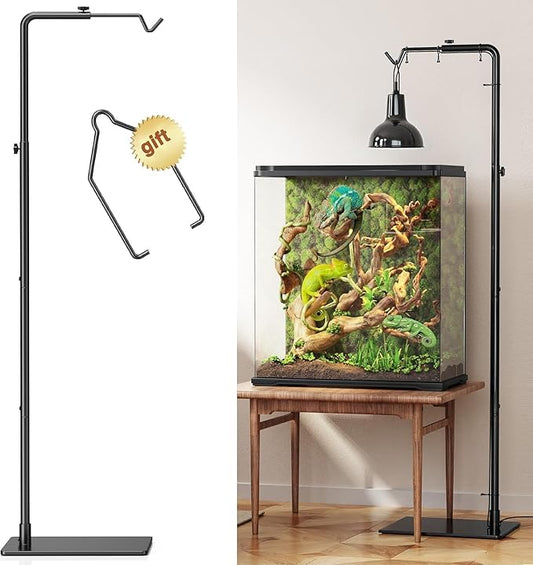 Reptile Heat Lamp Stand Adjustable 21"-62" – Metal Light Holder by Josmimic
