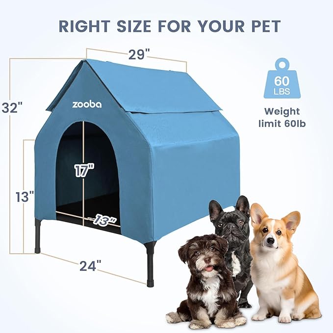 Zooba 29" 2-in-1 Dog House for Medium Dogs, Elevted Dog House Outdoor/Indoor - Image 4