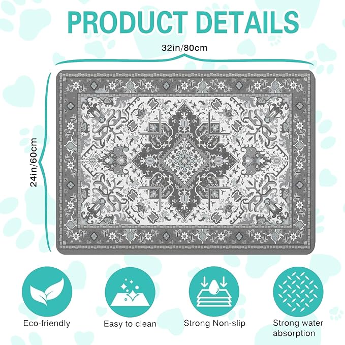 Pet Feeding Mat for Floors Waterproof Dog Mat for Food and Water Absorbent - Image 5