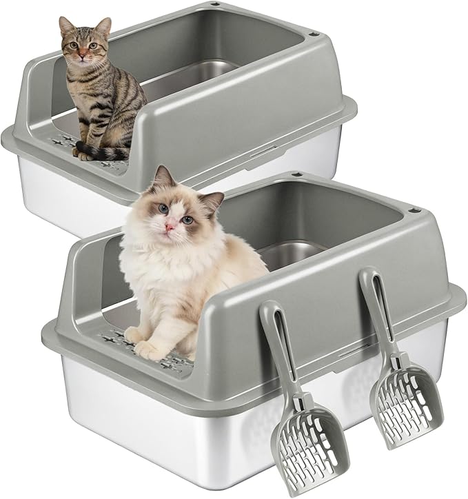 Kirecoo 2 Pack Stainless Steel Litter Box by Kirecoo