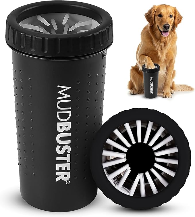 Dexas MudBuster Large Dog Paw Cleaner, Matte Black, Fits 2.5"-3.5" Wide Paws by Dexas