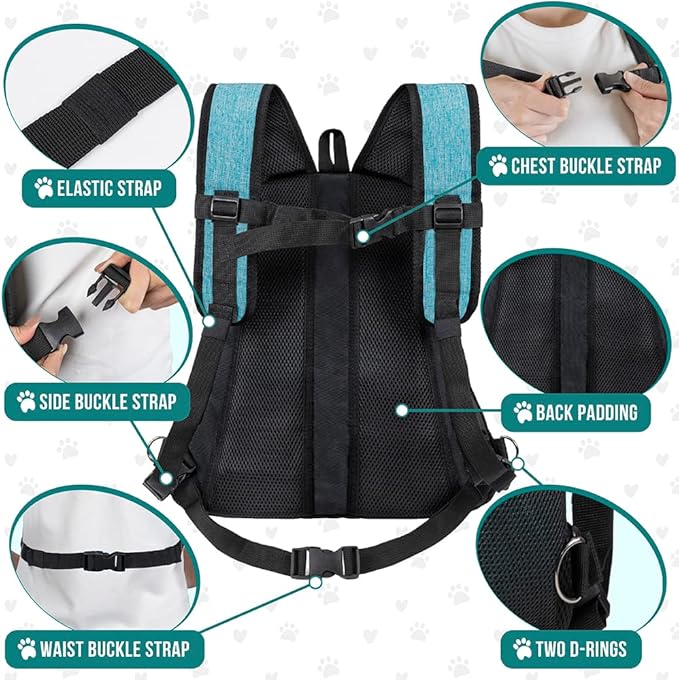 PetAmi Adjustable Cat & Dog Chest Carrier Backpack, Ventilated - Image 5