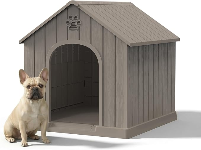 Small Dog House Indoor，Weatherproof Resin Outdoor Dog House by GYMHILL