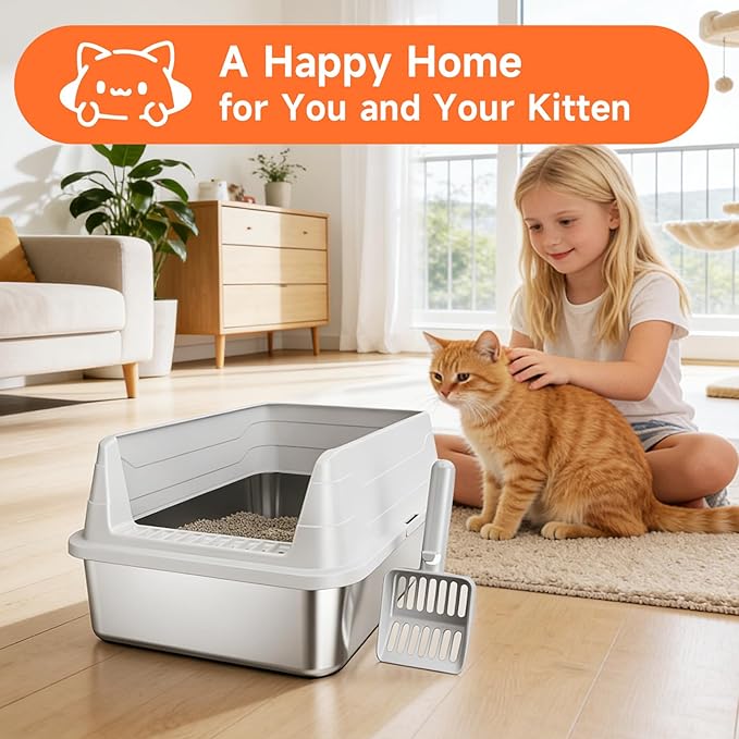 Stainless Steel Cat Litter Box, Odor Free Metal Litter Box - Image 9
