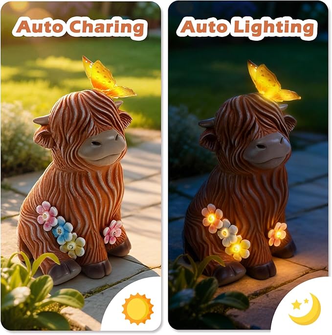 9.1" Highland Cow Garden Statue - Image 3