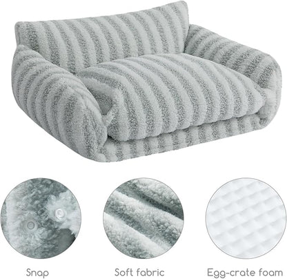 Hollypet Cat Bed Fluffy Plush Mutifuctional Double-Layer Soft Pet Couch - Image 5