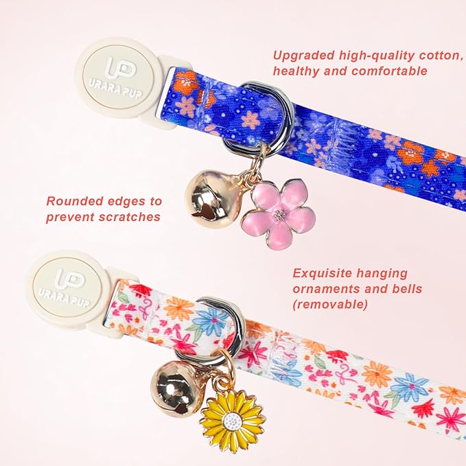 Cat Collar, Pretty Flower Kitten Collars - Image 2