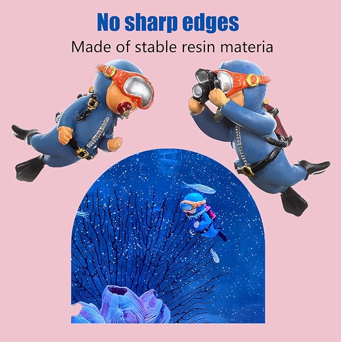 2-Pack Tank Decorations, Cute Little Diver, Aquarium Decoration Accessories - Image 4