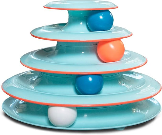 Catstages Chase Meowtain 4-Tier Interactive Cat Track Toy – 4 Spinning Balls by Catstages