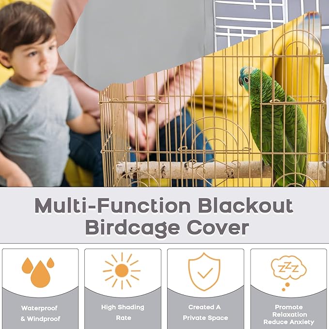 QBLEEV Round Parrot Birdcage Cover Pet Universal Blackout Cage Cover Shade - Image 6