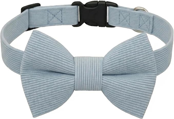 THAIN Dog Collar with Bow Tie Corduroy, Breathable&Adjustable Quick Release by THAIN