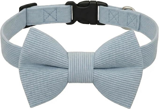 THAIN Dog Collar with Bow Tie Corduroy, Breathable&Adjustable Quick Release by THAIN