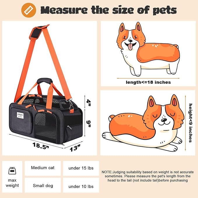 pidipiti 18.5x13x9 TSA Approved top Expandable Soft Sided pet Carrier - Image 3