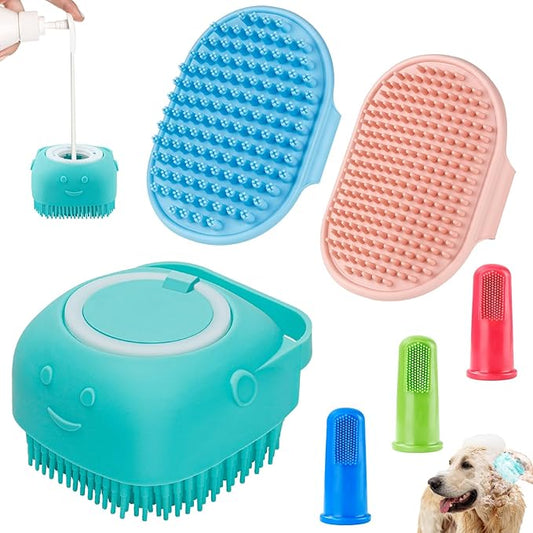 Comotech 6PCS Dog Bath Brush & Dog Toothbrush | Adjustable Handle Shampoo Brush by Comotech