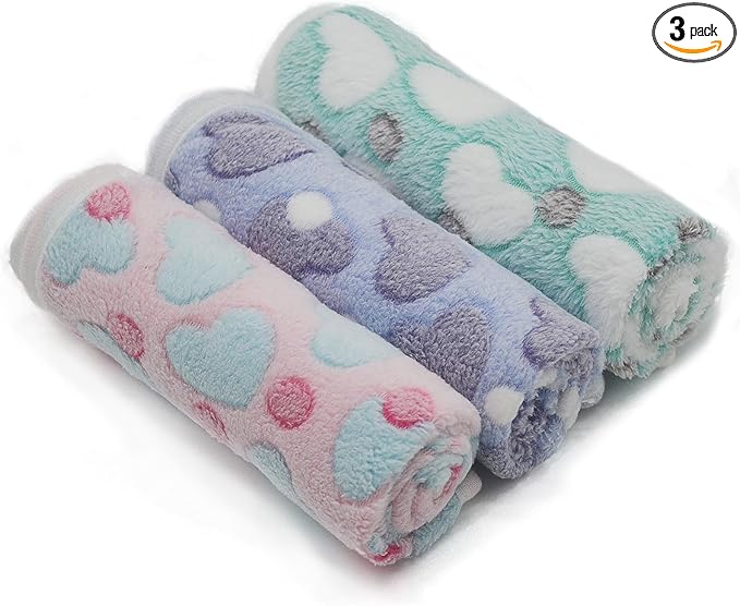 1 Pack 3 Puppy Blankets Super Soft Warm Sleep Mat Love Print Blanket Fluffy by SORKUT