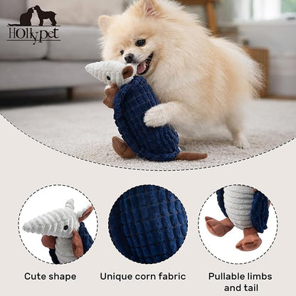 Hollypet Plush Dog Squeaky Toy Stuffed Armadillo Animal Pet Puppy Chew Toys - Image 3