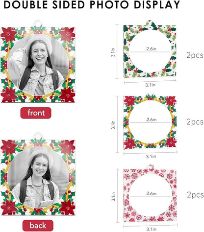 UNIQOOO Floral/Snowflake/Holly Christmas Acrylic Picture Frame Ornaments - Image 3