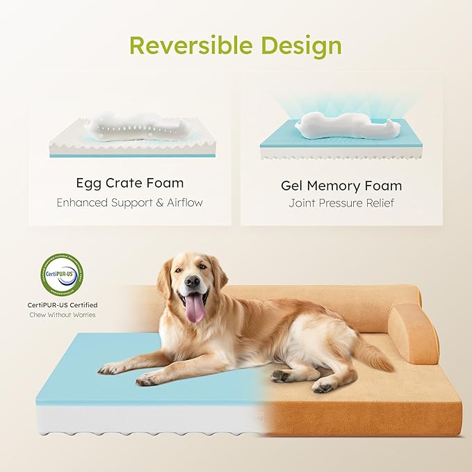 CWAWZ Large Orthopedic Dog Bed, Pet Bed Large Size Dog, Dual-Sided Cooling Beds - Image 3