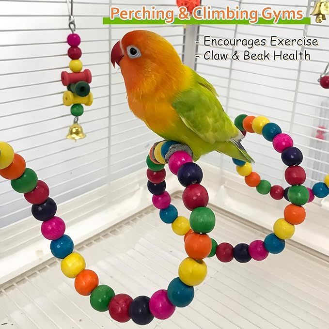 7 Packs Bird Toys for Parakeets, Colorful Parrot Toys - Image 2