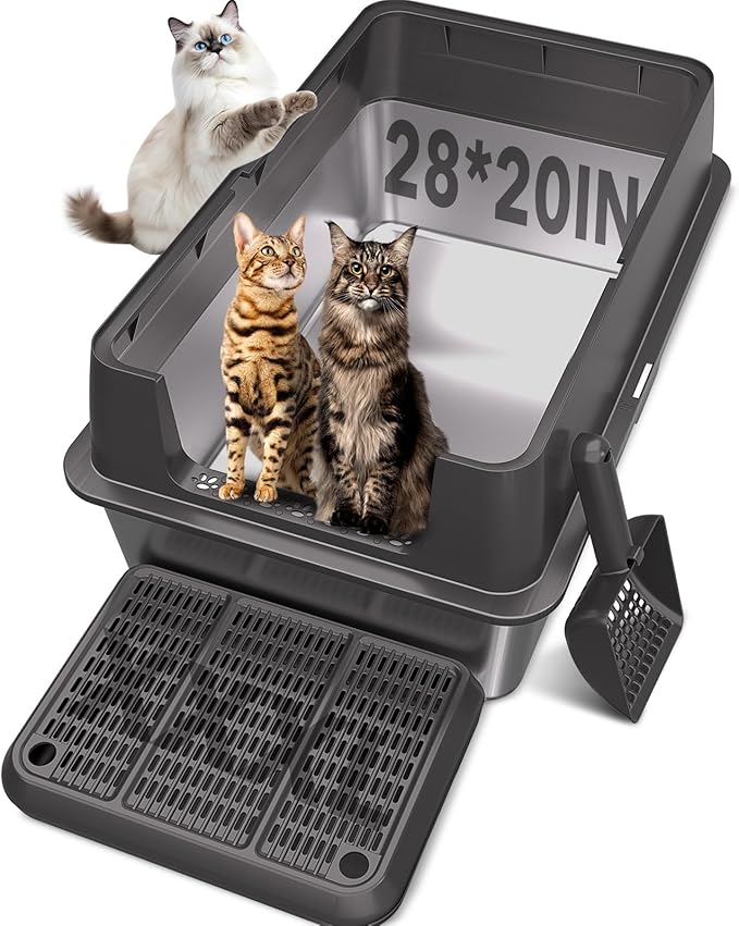 XXL Stainless Steel Litter Box by ICYAIR
