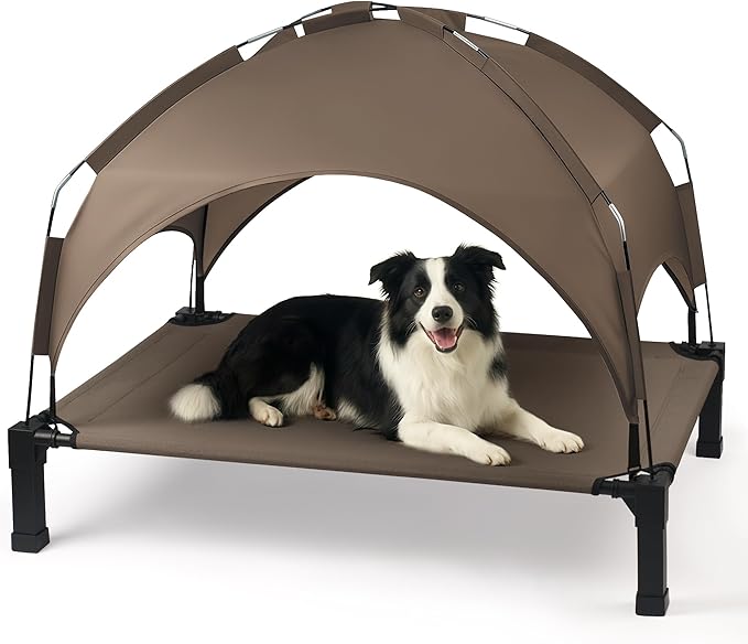 Heeyoo Elevated Dog Bed with Removable Canopy, Portable Dog Cot with Sun by Heeyoo