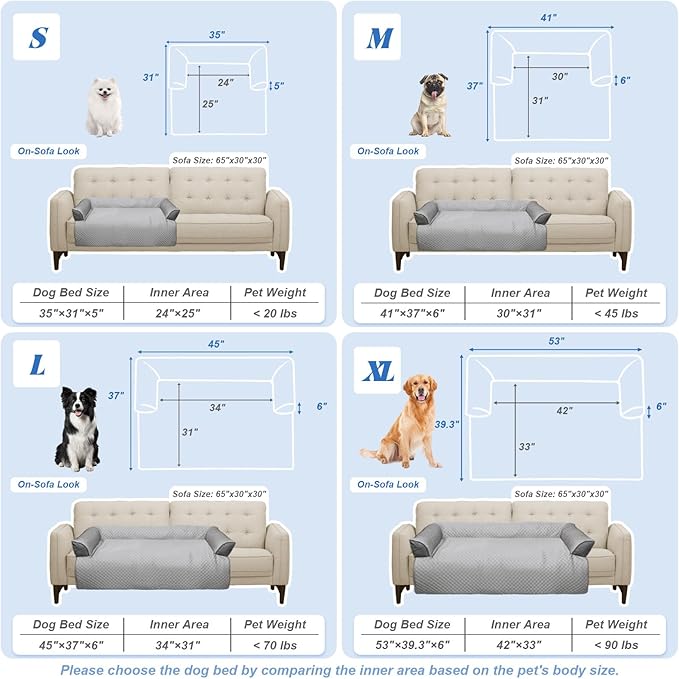 GGIB Cooling Dog Bed Mat with Bolster Pillow Washable Dog Couch Cover - Image 6