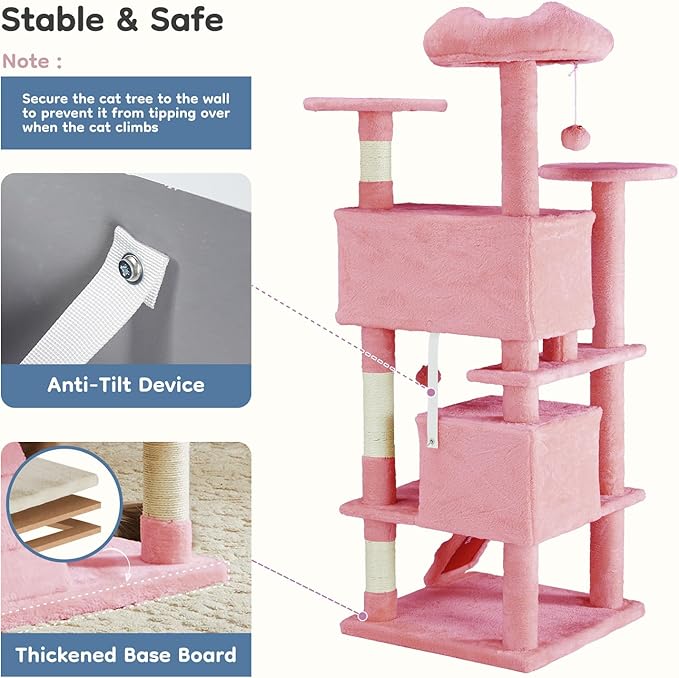 DUMOS 54-inch Indoor Cat Tree Tower –Multi-Level Pet House - Image 4