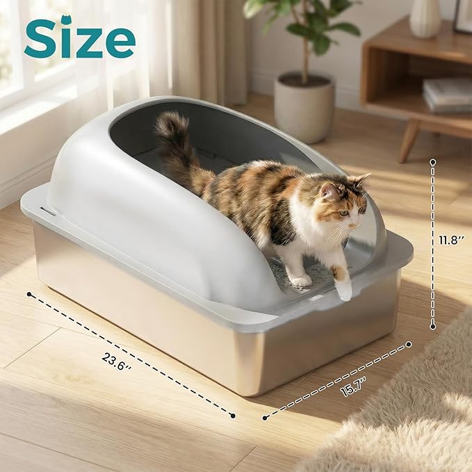 OLIXIS Stainless Steel Cat Litter Box - Image 5