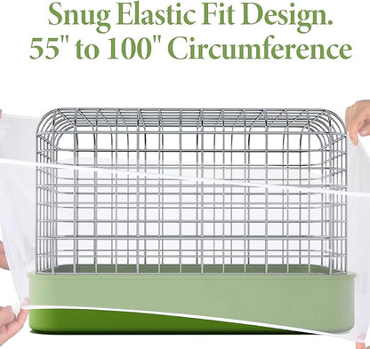 Trinkrittey Bird Cage Seed Catcher White Bird Cage Net Cover Adjustable Birds - Image 6