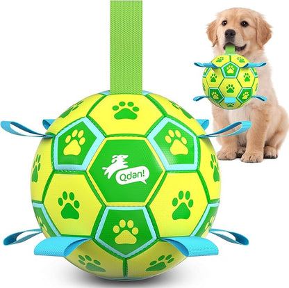 QDAN Dog Toys Soccer Ball, Dog Tug Toy, Water Toy, Durable Balls by QDAN