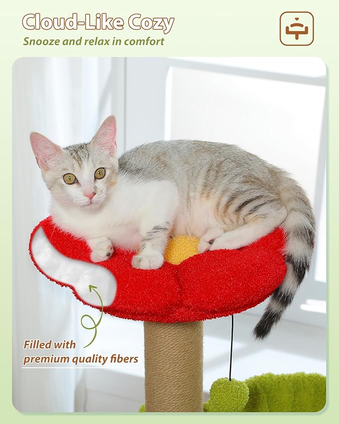 MUTTROS Flower Cat Tree with Sisal Scratching Posts, Cat Condo with Removable - Image 6