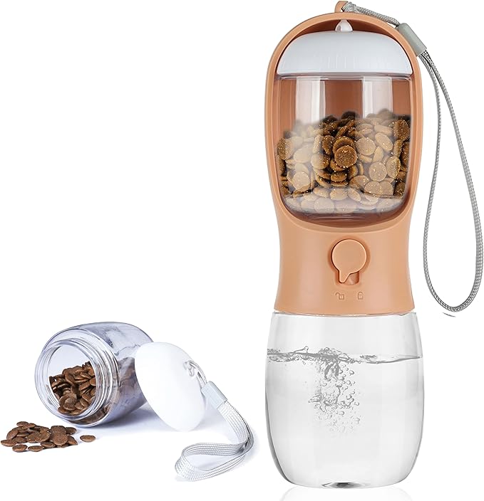 Dog Water Bottle with Food Container, Portable Leak Proof Pet Water Dispenser by AVELORA