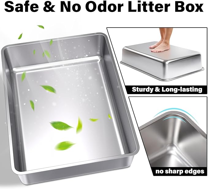 Stainless Steel Litter Box, Extra Large Metal Litterbox - Image 3