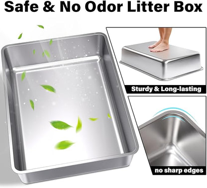 Stainless Steel Litter Box, Extra Large Metal Litterbox - Image 3
