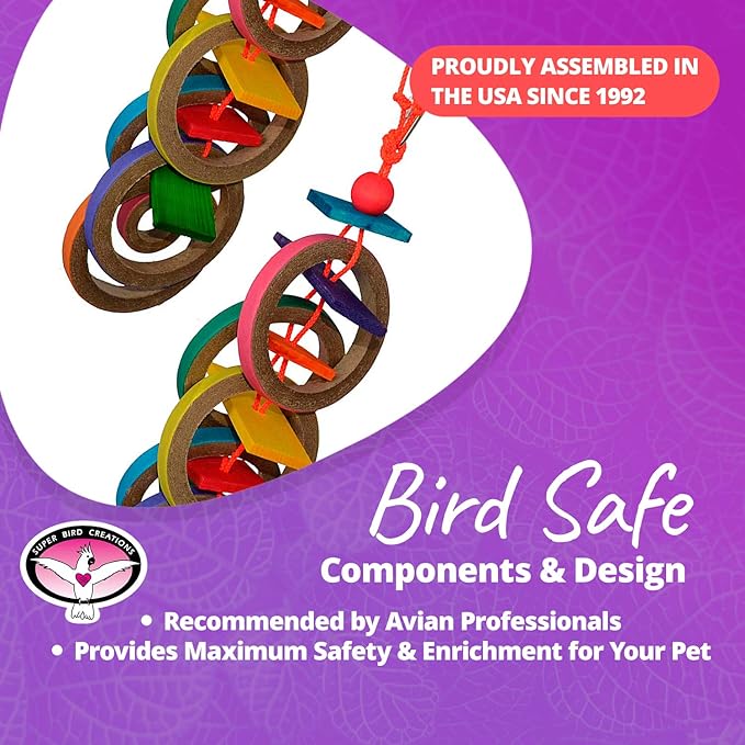 Super Bird Creations SB625 Olympic Rings Bird Toy, Large Bird Size, 15” x 4” x - Image 7
