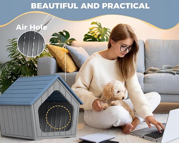 DRATO Dog House Outdoor Indoor Cozy Small Dog Houses Durable Resin Material - Image 2