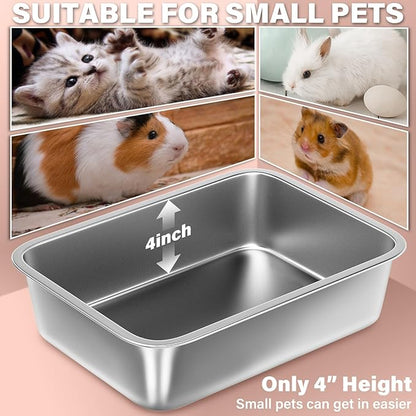 Stainless Steel Litter Box for Kitten, 15.7"×11.8"×4" Small Litter Box for - Image 2