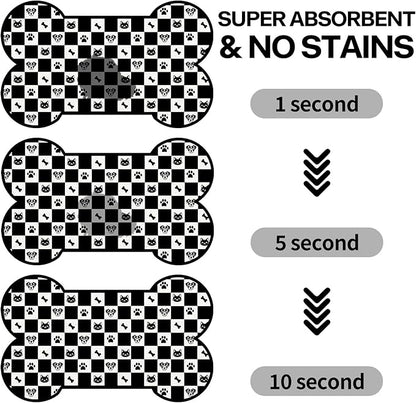 Pet Dog Cat Food Mat, Absorbent Bone Shaped Dog Bowl Mats - Image 4