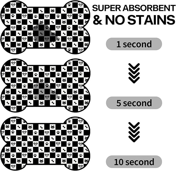 Pet Dog Cat Food Mat, Absorbent Bone Shaped Dog Bowl Mats - Image 4