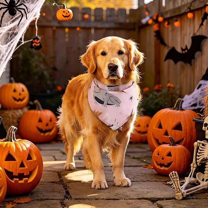 Huhumy 100 Pcs Halloween Dog Bandanas Bulk Pet Bibs Colorful Triangle Scarf Pet - Image 5