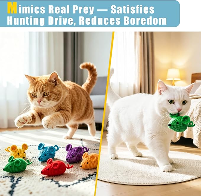 Retro Shaw Catnip Toys Crochet Mouse 6 Pcs - Image 5