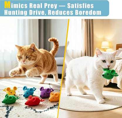 Retro Shaw Catnip Toys Crochet Mouse 6 Pcs - Image 5
